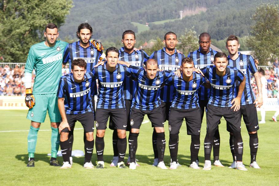 La formazione titolare dell&#39;Inter per la seconda uscita stagionale dei nerazzurri. LaPresse